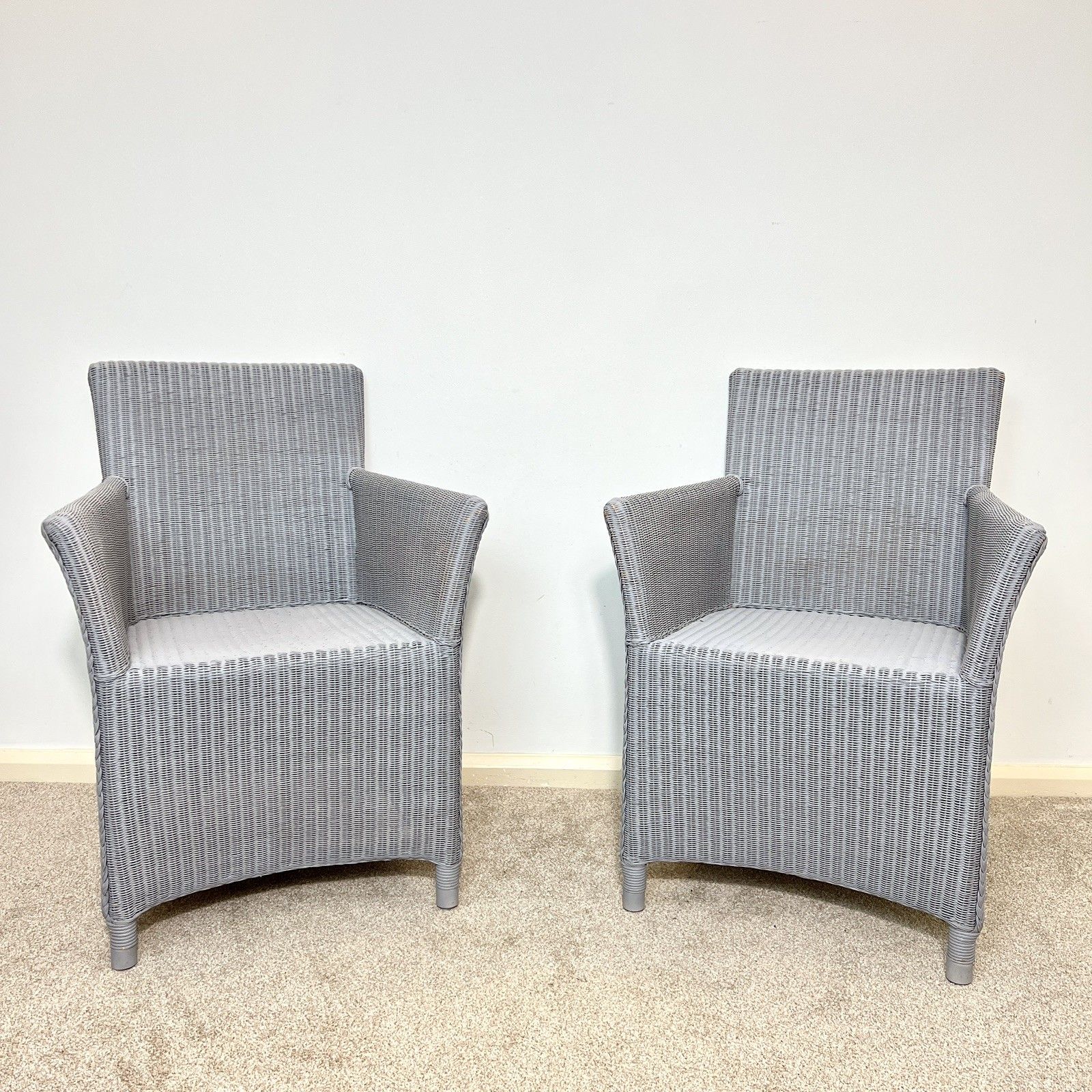 A Pair Of Lloyd Loom Chairs , Contemporary Grey Dining Chairs, Carver Chairs photo furniture