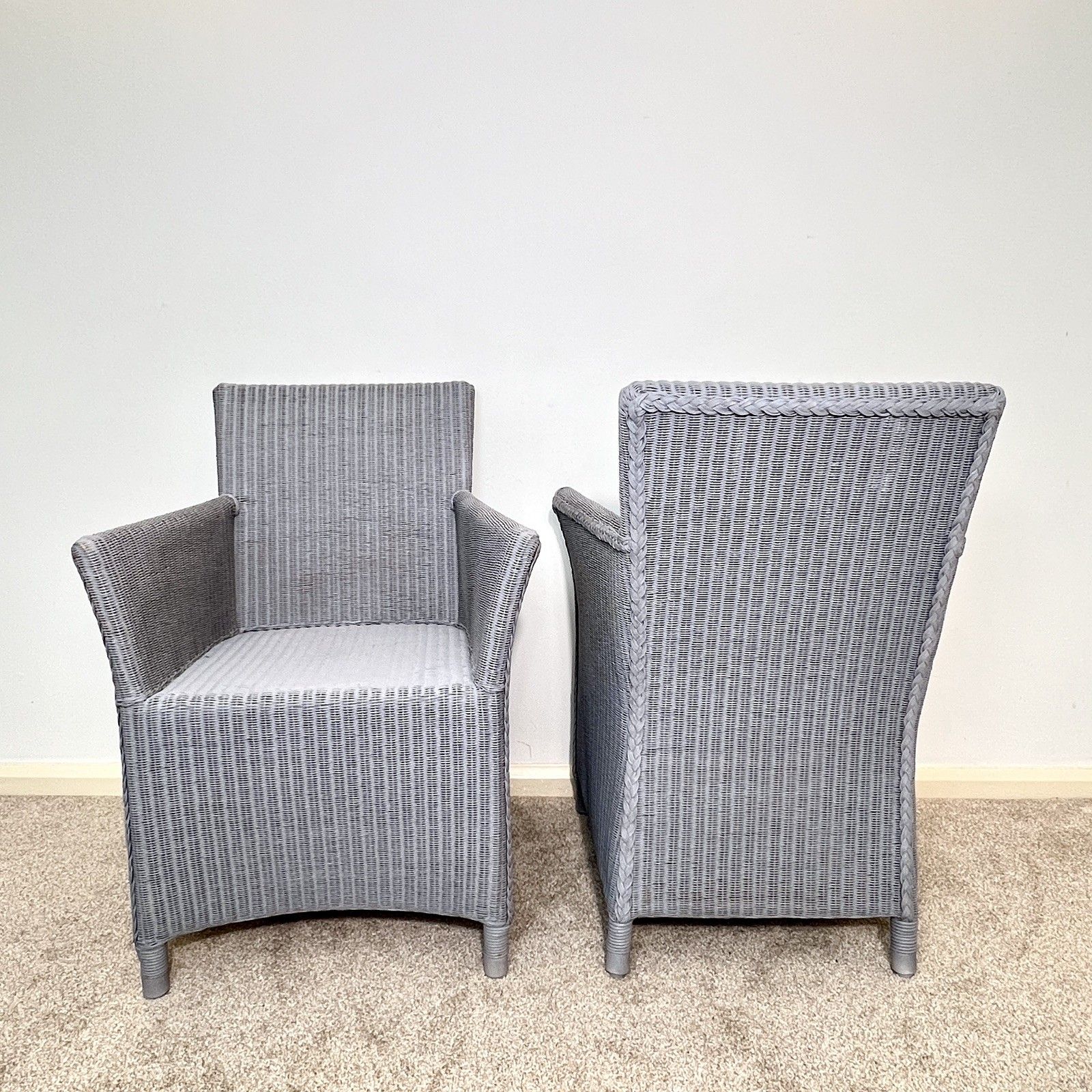 A Pair Of Lloyd Loom Chairs , Contemporary Grey Dining Chairs, Carver Chairs photo Furniture