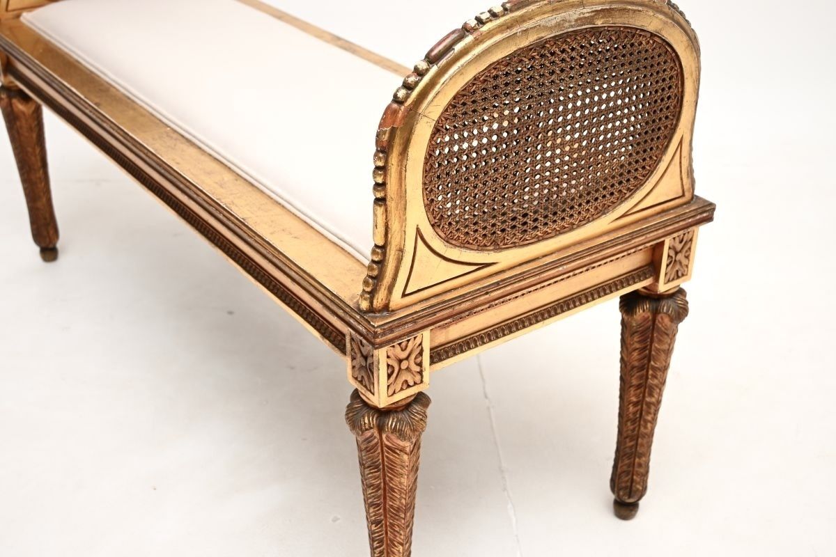 Antique French Carved Gilt Wood Stool photo vintage