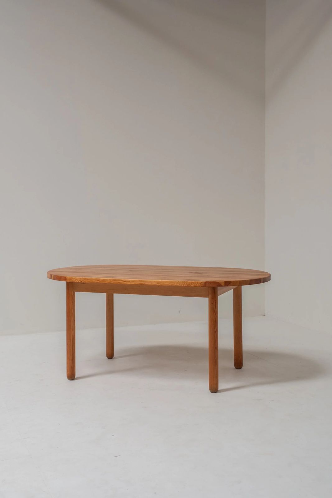 Oval Table Made Out Of Pine Wood, France 1980