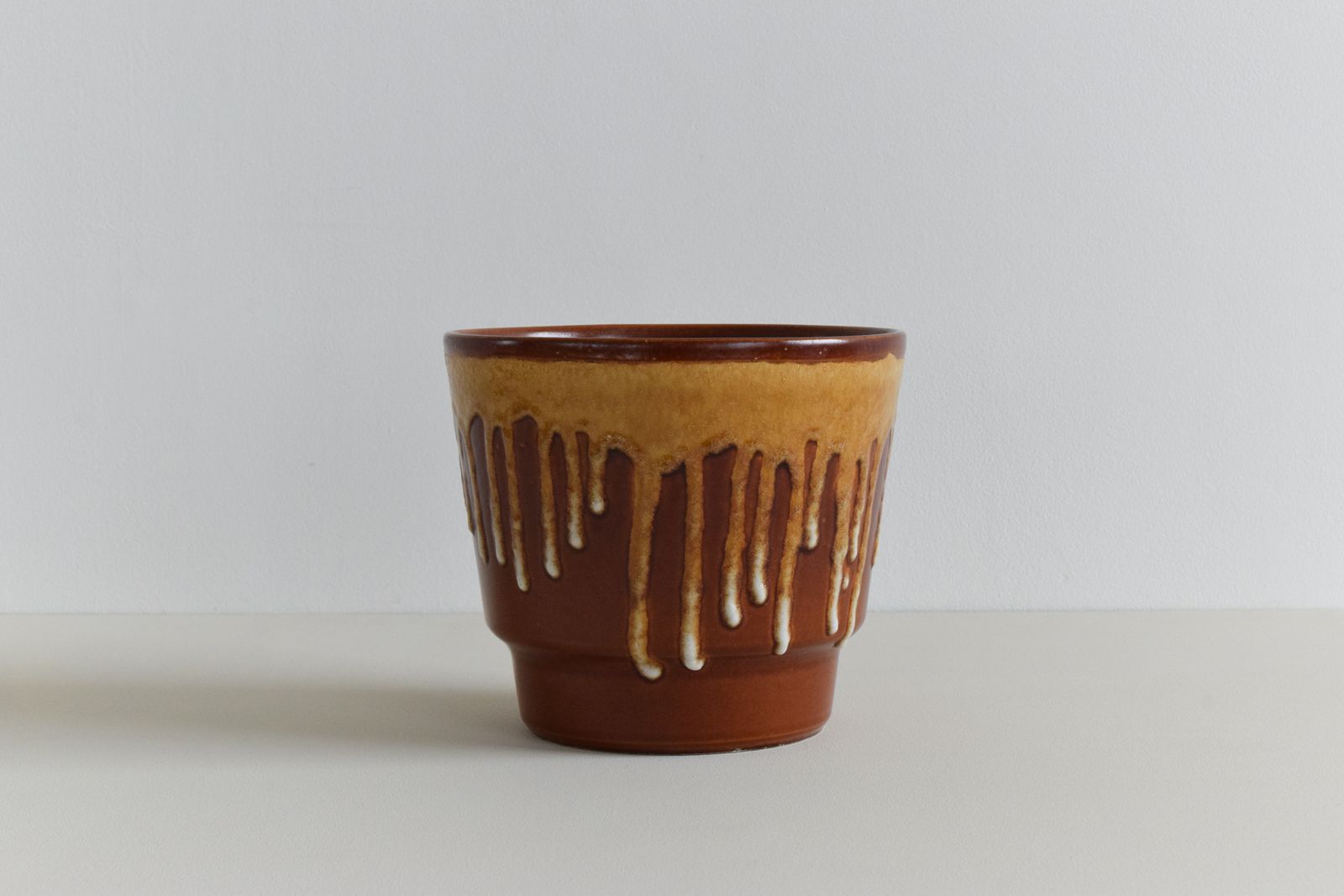 Vintage Brown Drip Glaze West German Style Plant Pot photo 65.0