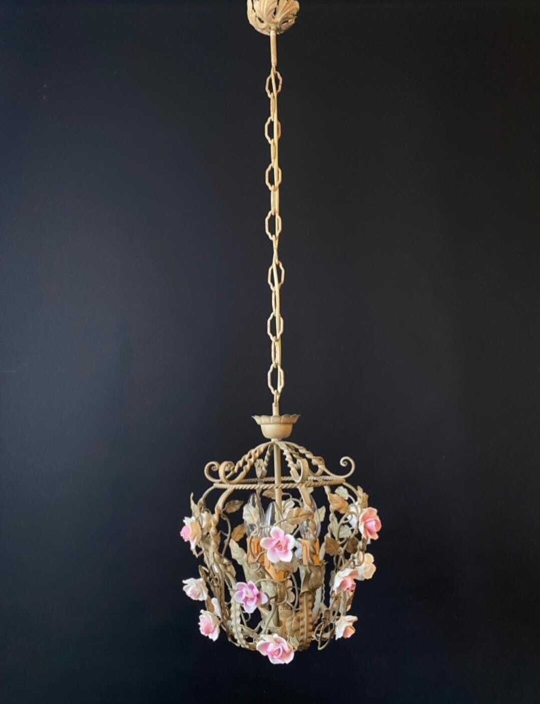 Duty Free USA. Antique Chandelier With Ceramic Roses photo for sale