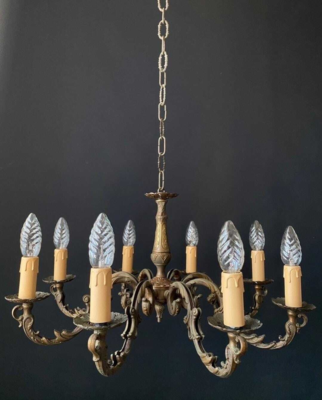 Lustre d'époque en laiton, détaxé pour les États-Unis, Italie photo for sale