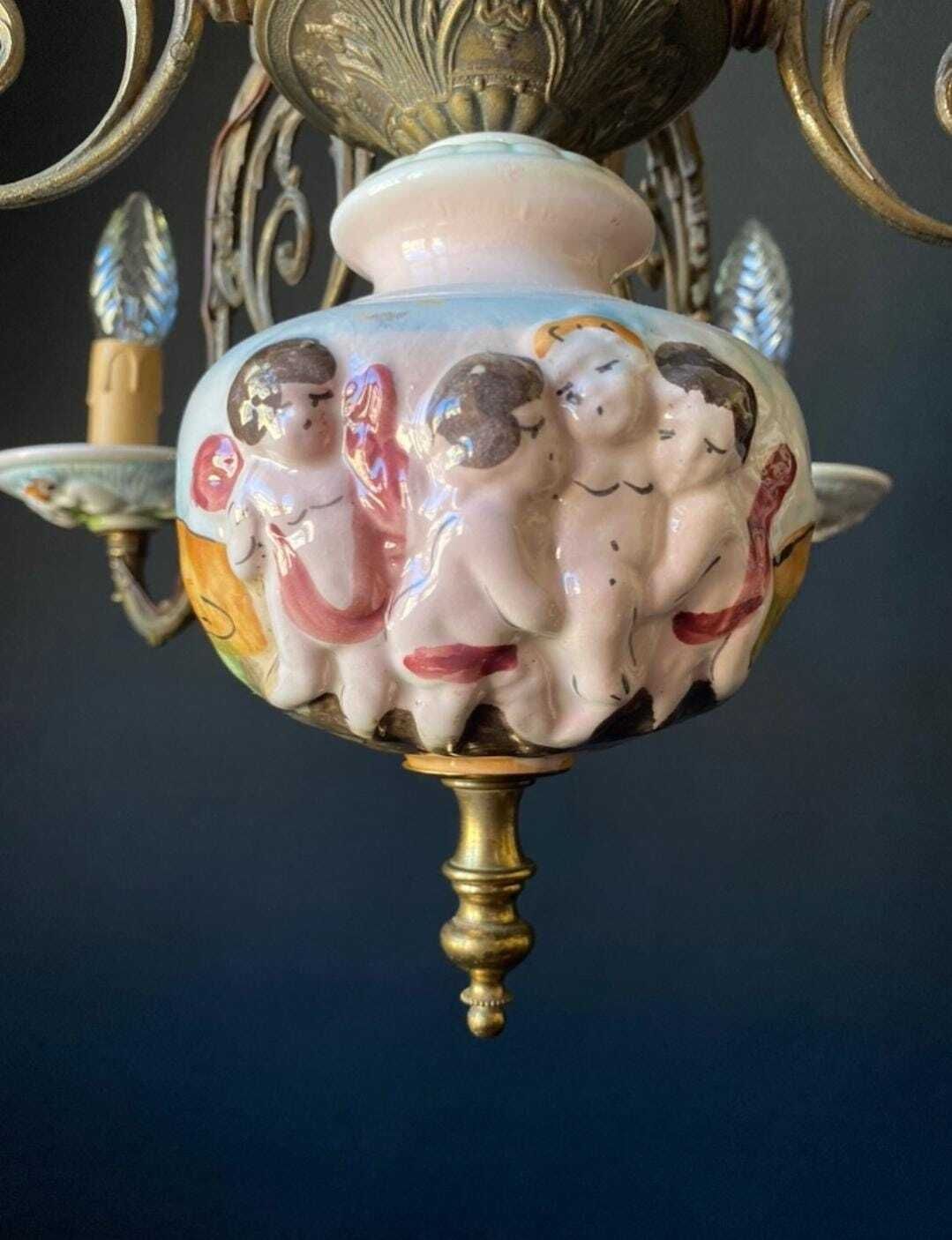 photo furniture Duty Free For USA. Antique Ceramic And Brass Chandelie