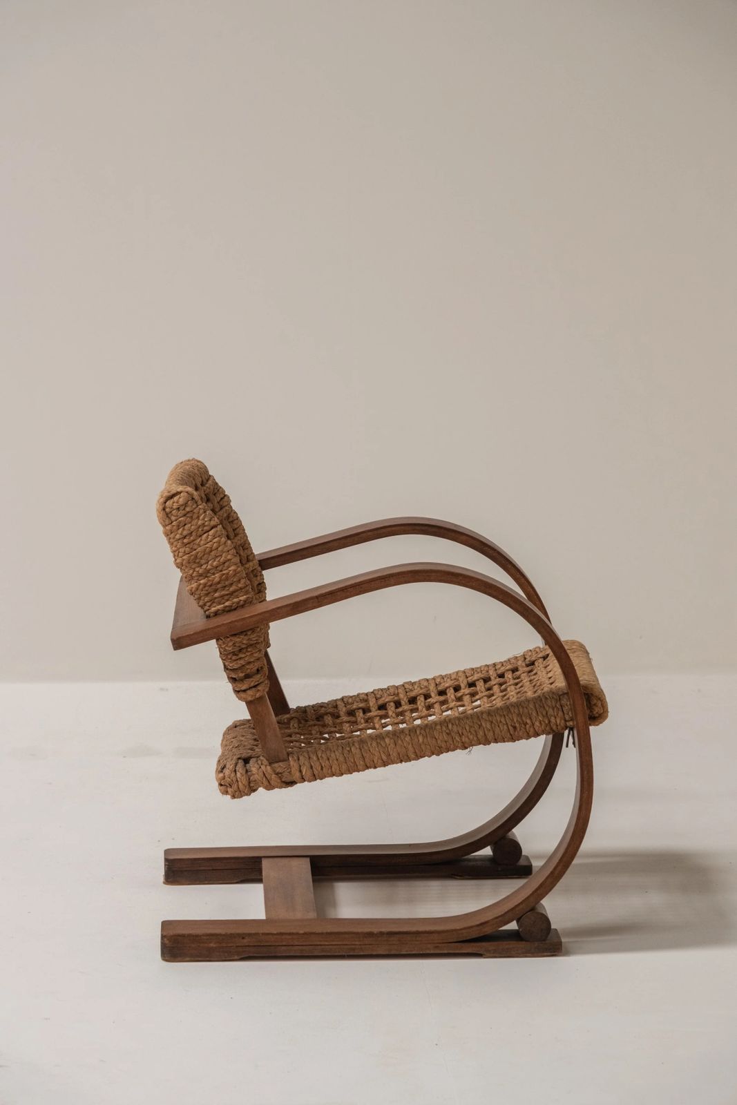 photo furniture Mid Century Rope Chair By Audoux & Minet, France, 1950s