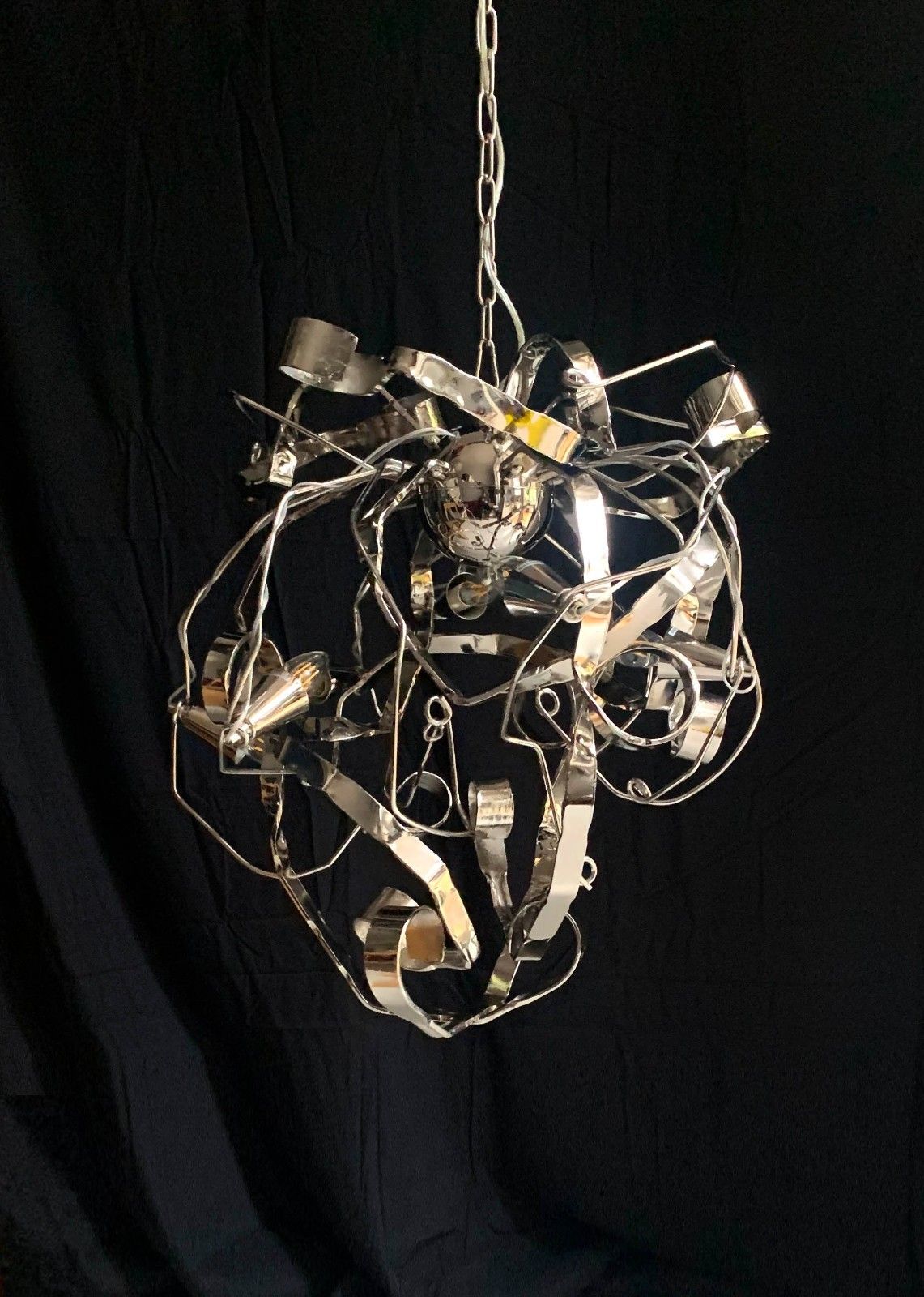Metal Chandelier W/ Six Lights Possibly A Delphinium By Brand Van Egmond photo Lighting