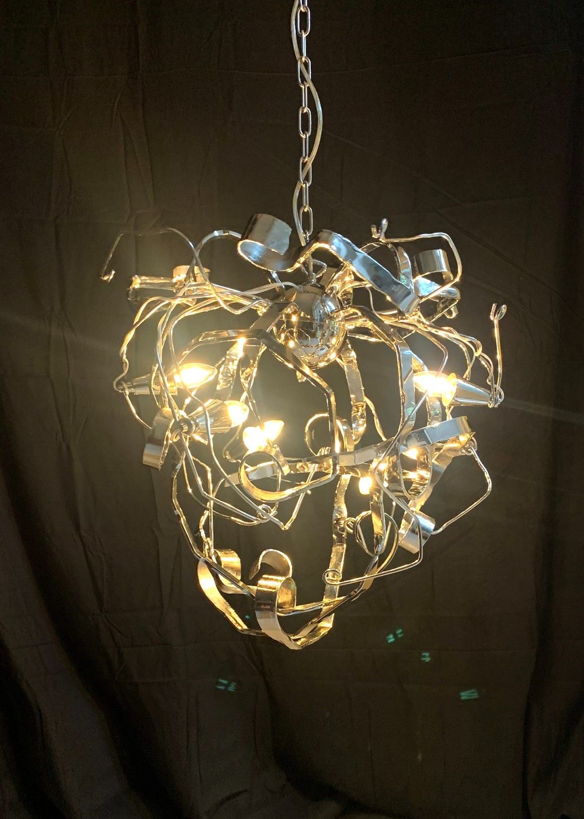 photo furniture Metal Chandelier W/ Six Lights Possibly A Delphinium By Brand Van Egmond