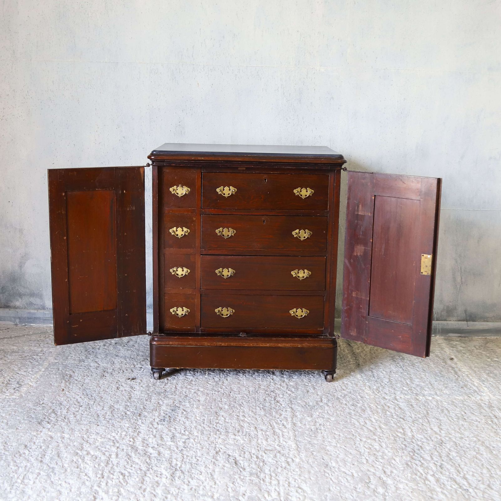 English Works Office Cupboard C.1880 With Drawers, Cupboard Storage & Hidden Rear Door photo Furniture