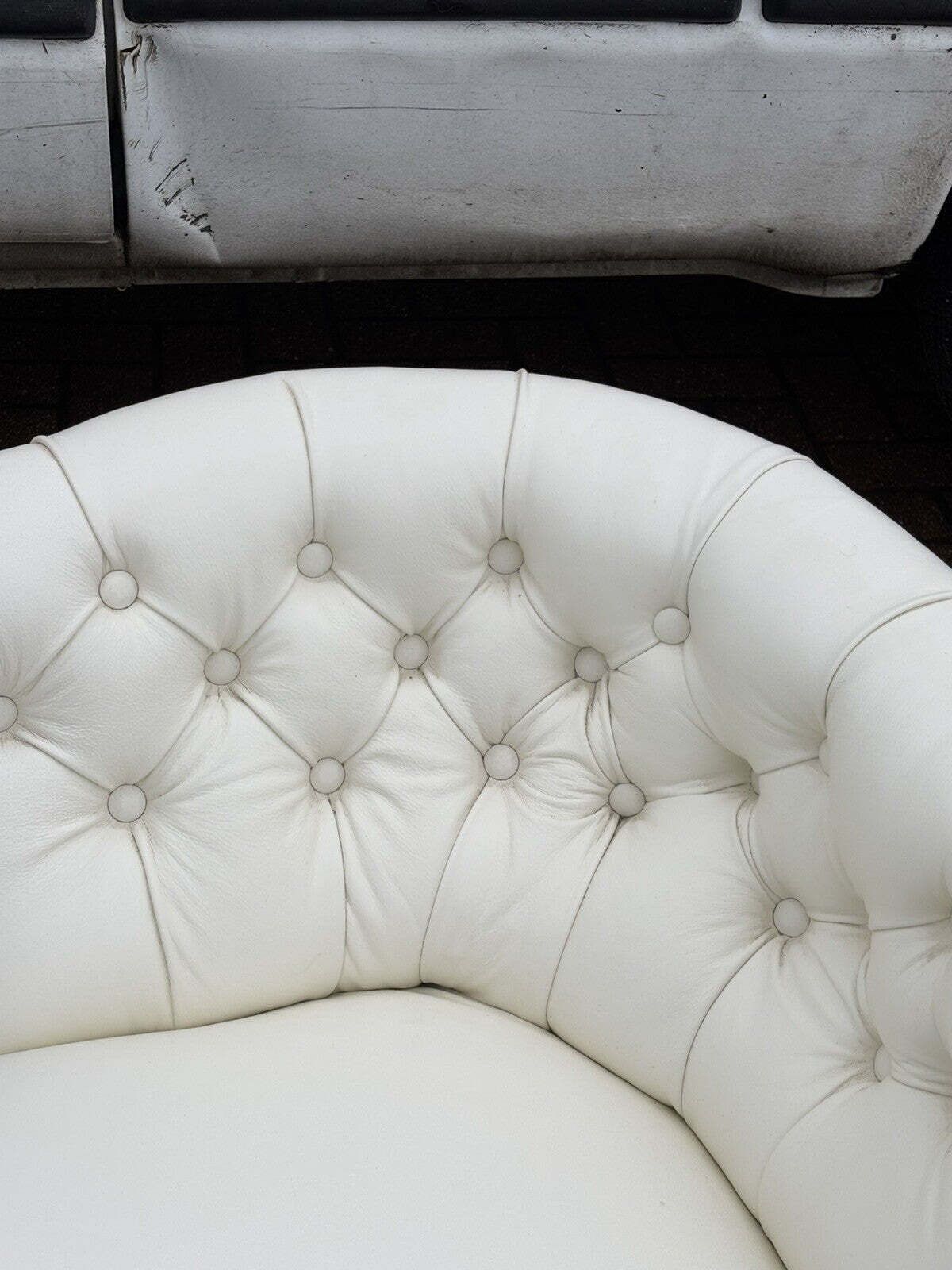 Victorian Sofa In White Leather, Walnut Show Frame, Cabriole Legs. photo buy