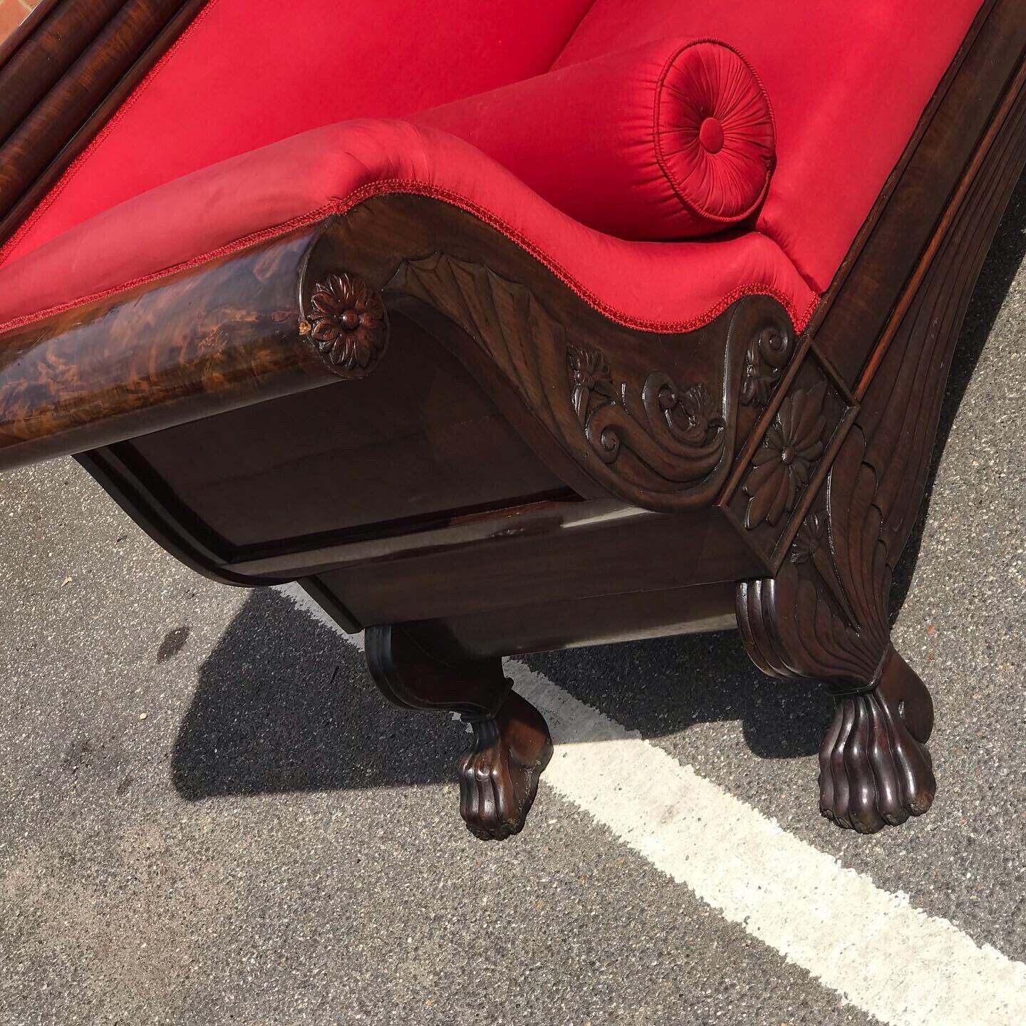 Victorian 3 Seater Mahogany Sofa With Curved Ends, Lions Paw Feet. Stunning!! photo buy