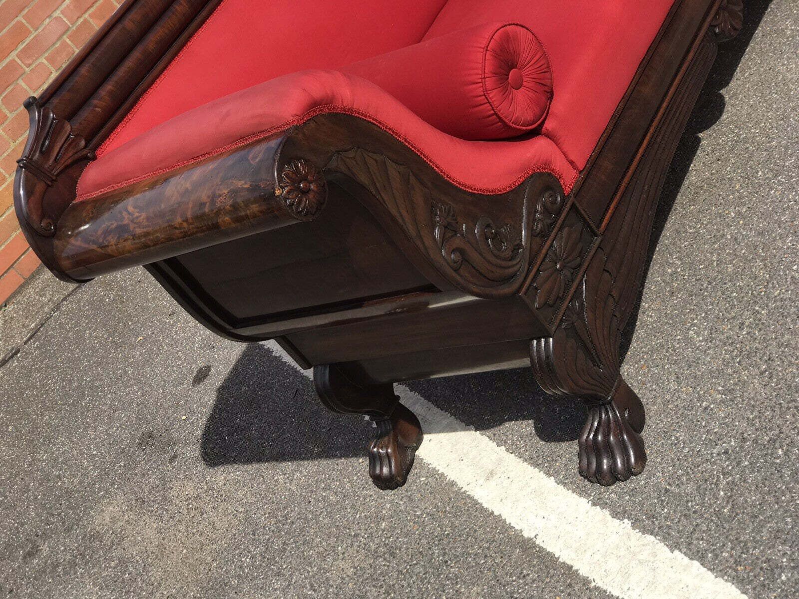 photo buy Victorian 3 Seater Mahogany Sofa With Curved Ends, Lions Paw Feet. Stunning!!