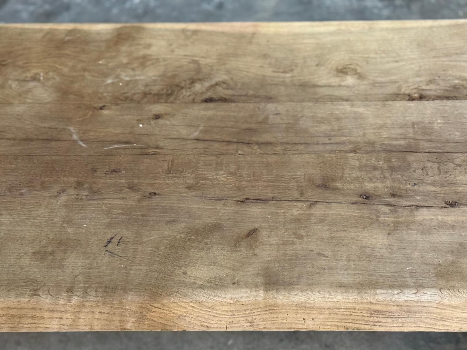 Superior Large French Oak Farmhouse Dining Table photo vintage