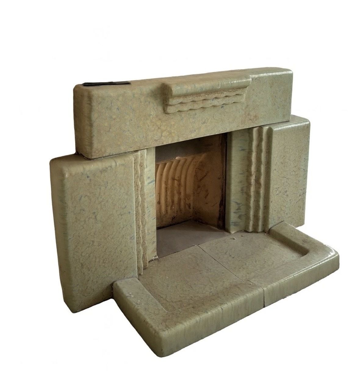 Original Art Deco Fireplace Surround Glazed Green Good Condition For Age photo furniture