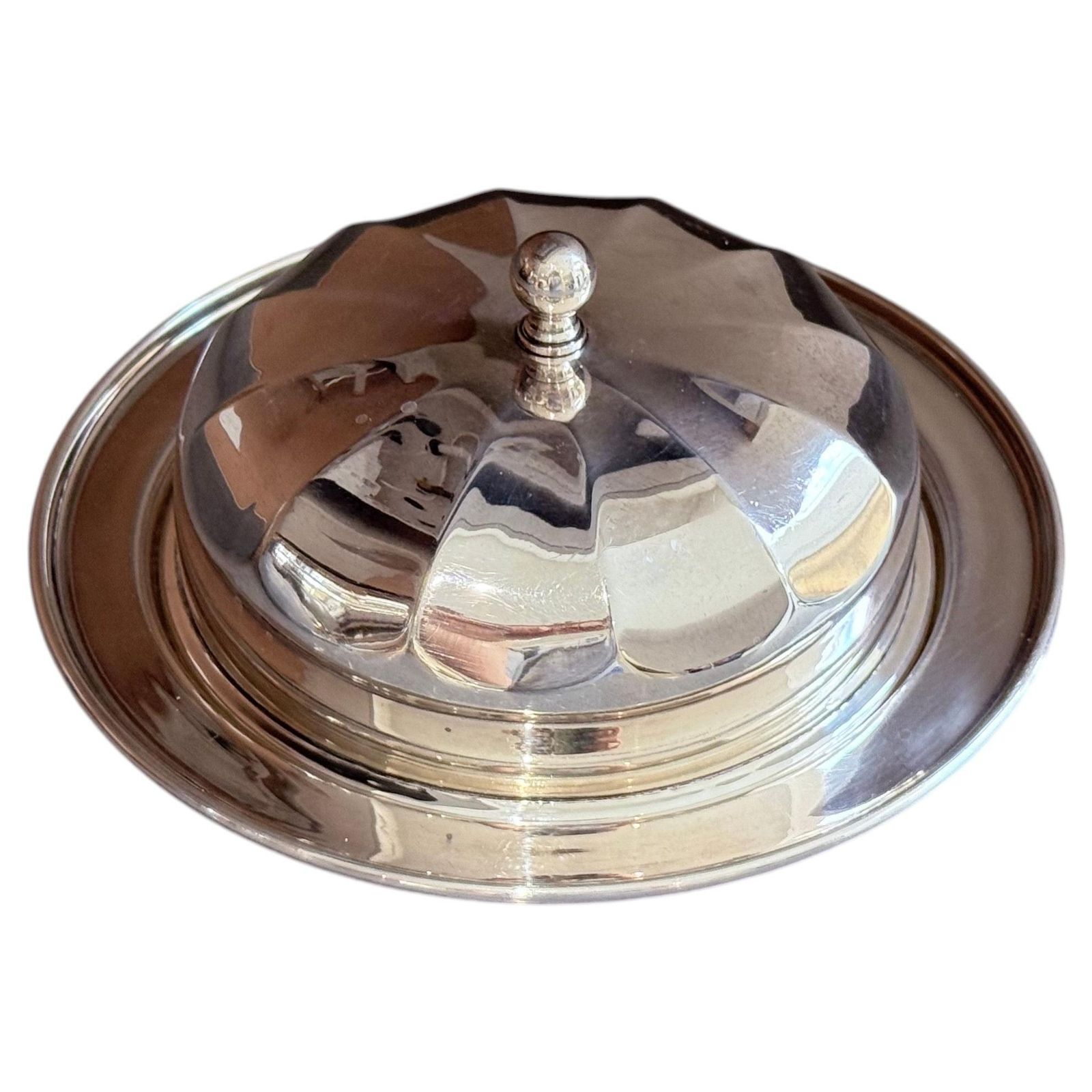 Antique Silver Butter Dish With Glass Insert Luxury Tableware Set Caviar Dish