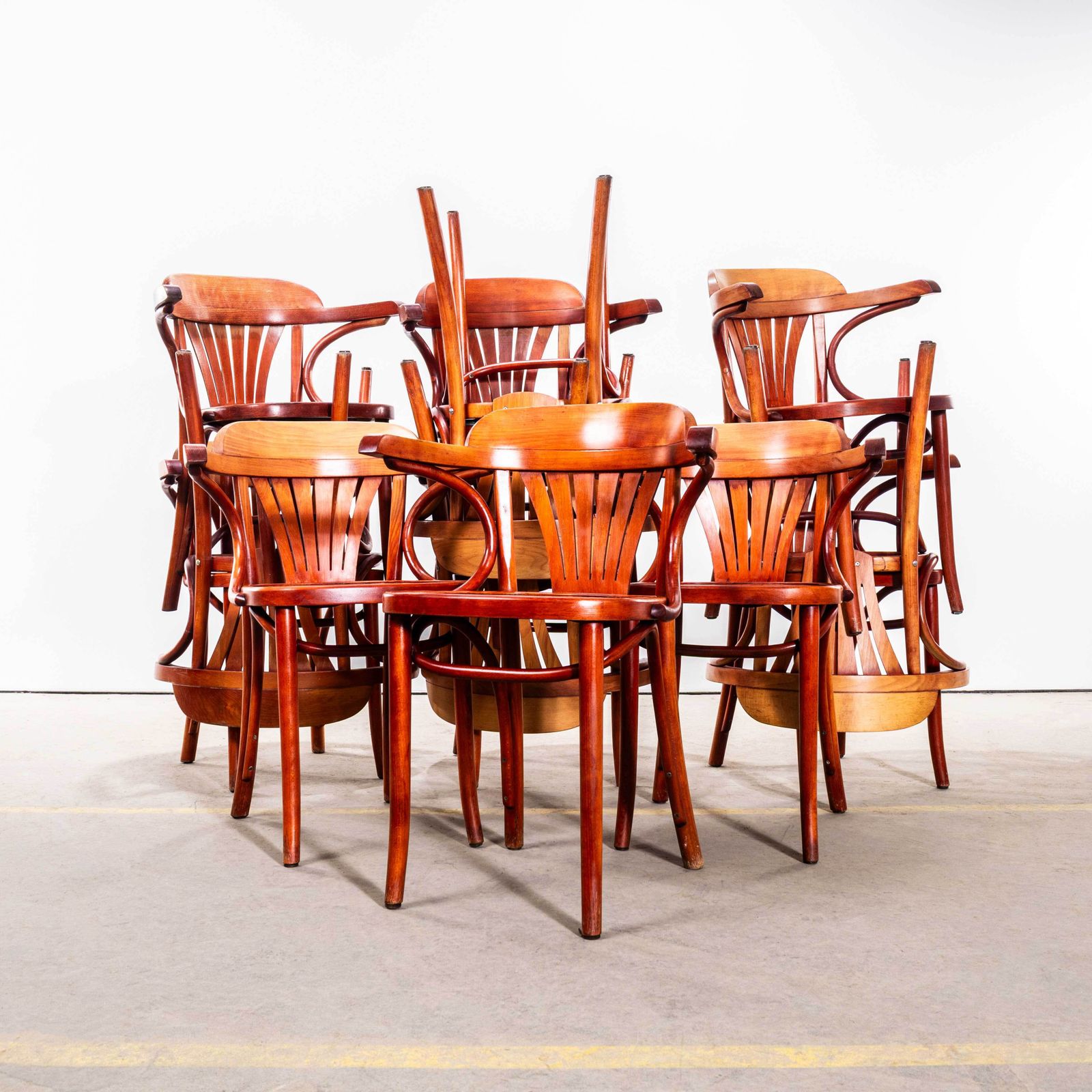 1970’s Honey Red Fan Back Dining Armchairs   Set Of Four photo furniture