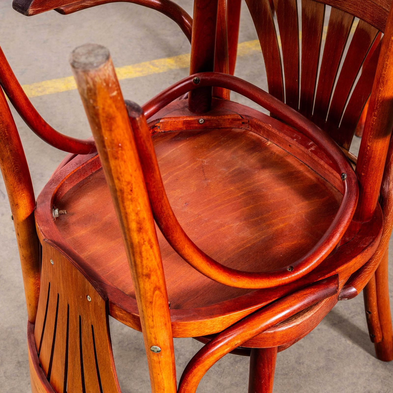 1970’s Honey Red Fan Back Dining Armchairs   Set Of Six photo vintage