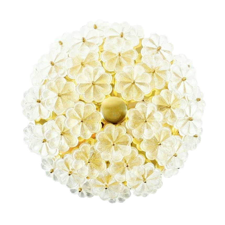 X.L. Mid Century Floral Murano Glass & Brass Ceiling Light By Ernst Palme, Germany, 1970s photo furniture