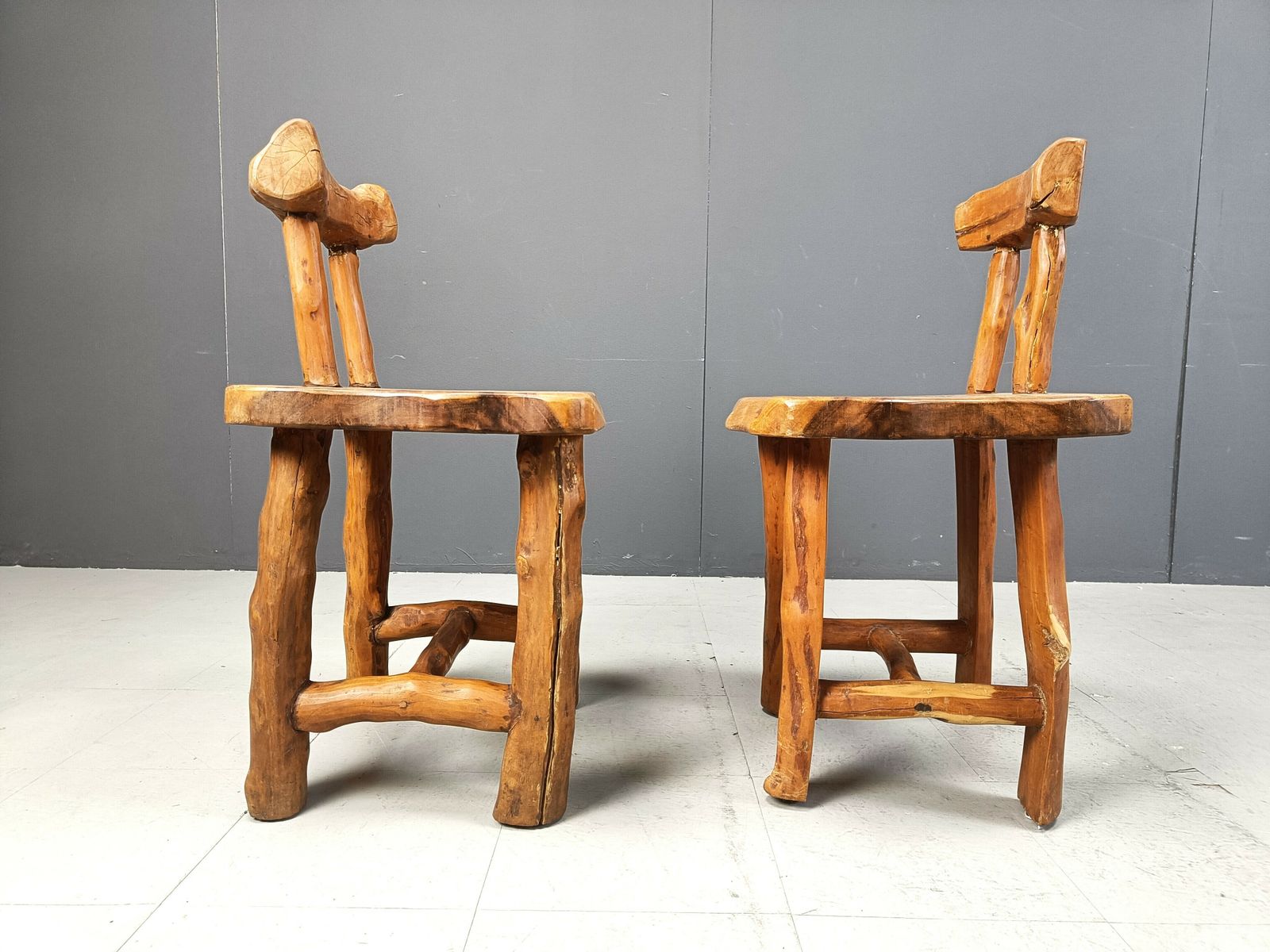 Set Of 6 Sculptural Brutalist Dining Chairs,  Set Of 6   1960s photo vintage