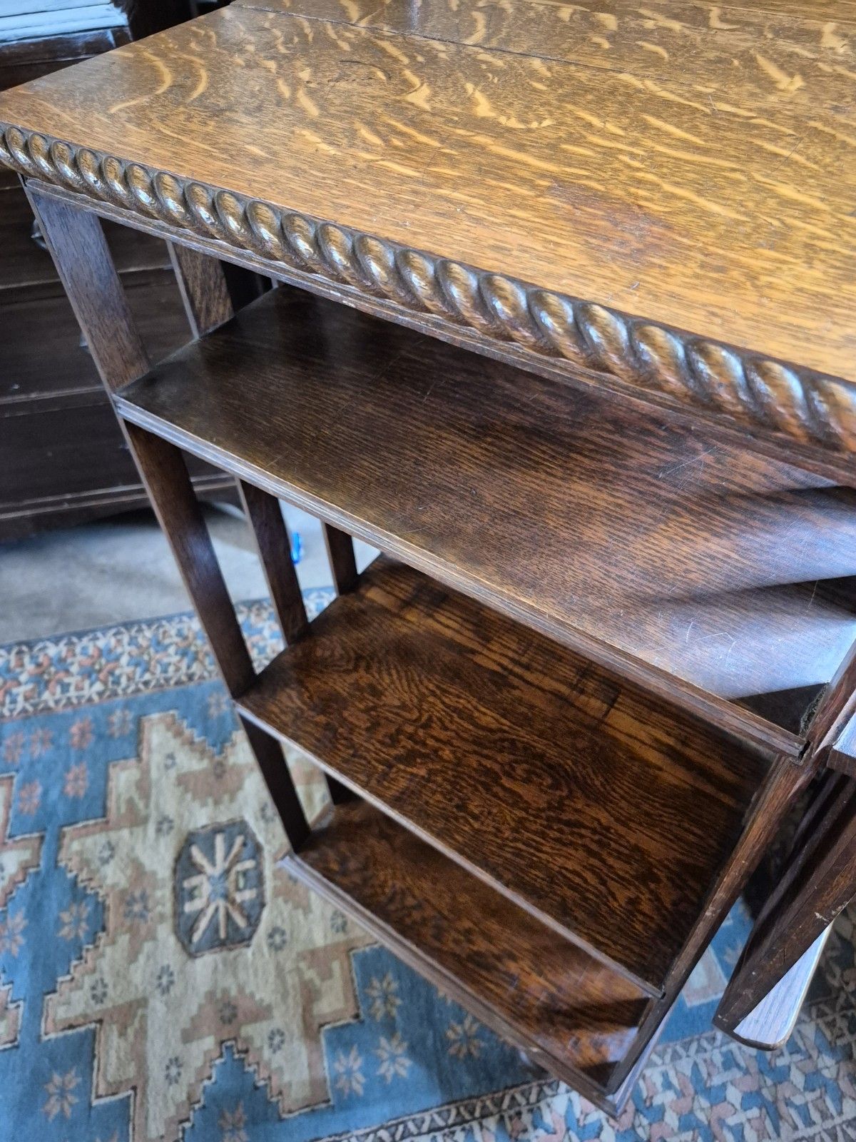 Epic Revolving Vintage Edwardian Oak Library Bookcase With Folding Reading Stand photo vinterior