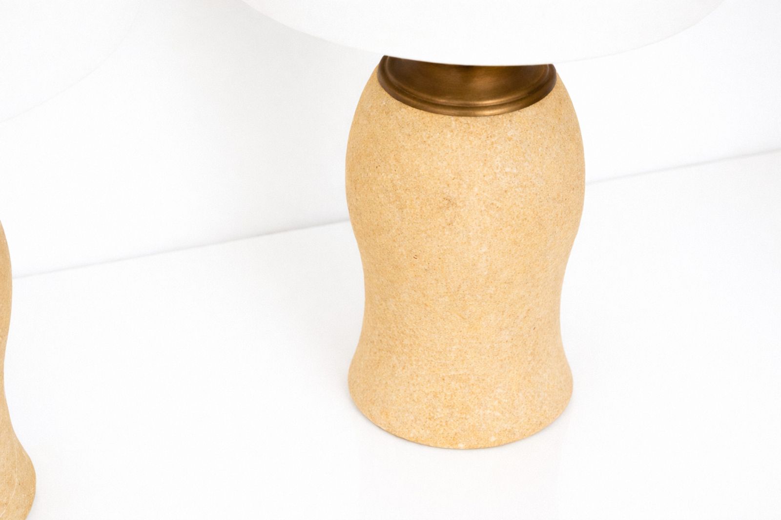 Pair Of 1970s Travertine Stone Table Lamps In The Style Of Albert Tormos, 20th Century photo Lighting