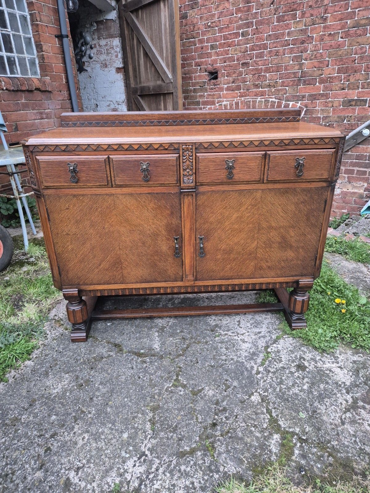 Gorgeous Antique Oak Sideboard With 2 Drawers And 2 Cupboards photo furniture