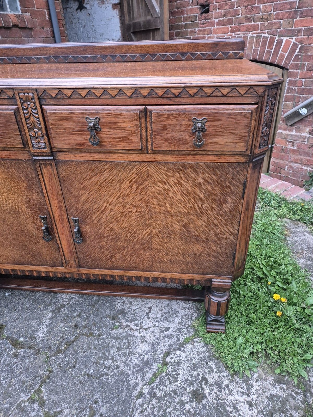 Gorgeous Antique Oak Sideboard With 2 Drawers And 2 Cupboards photo Furniture