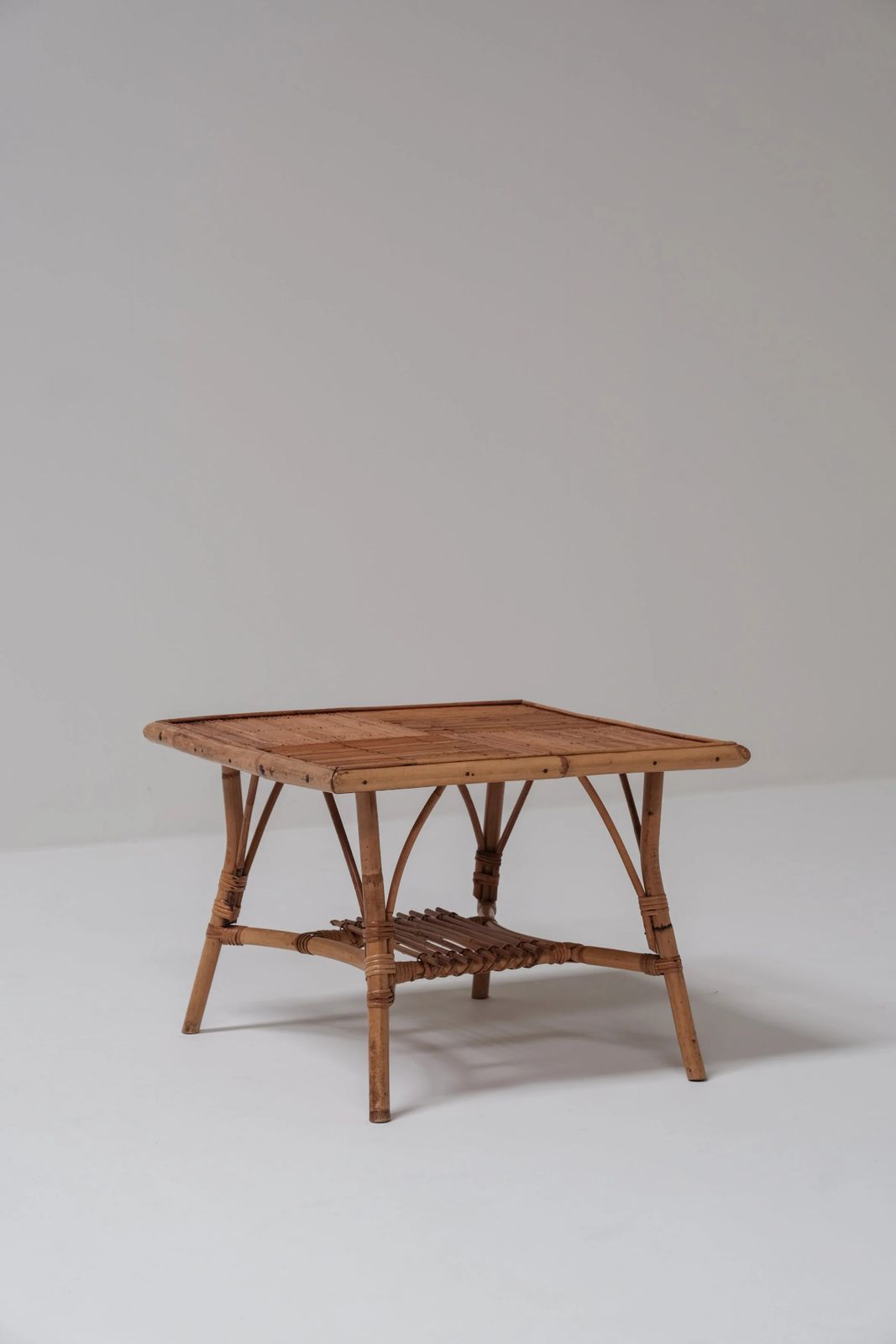 Square Vintage Rattan Side Table photo furniture
