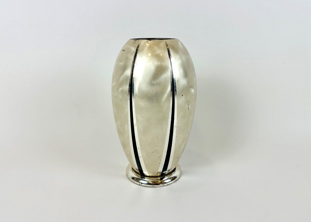 Art Deco Silver Plated Ikora Vase From Wmf, 1950s