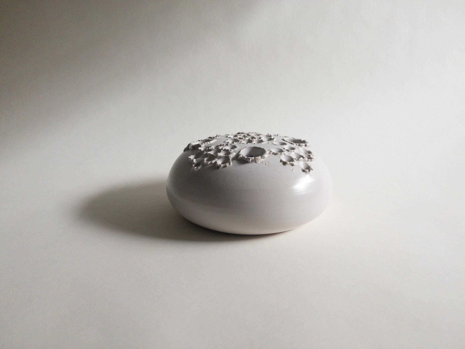 Vase de studio Aage Würtz, bougeoir en céramique blanche, style danois moderne photo 208.0