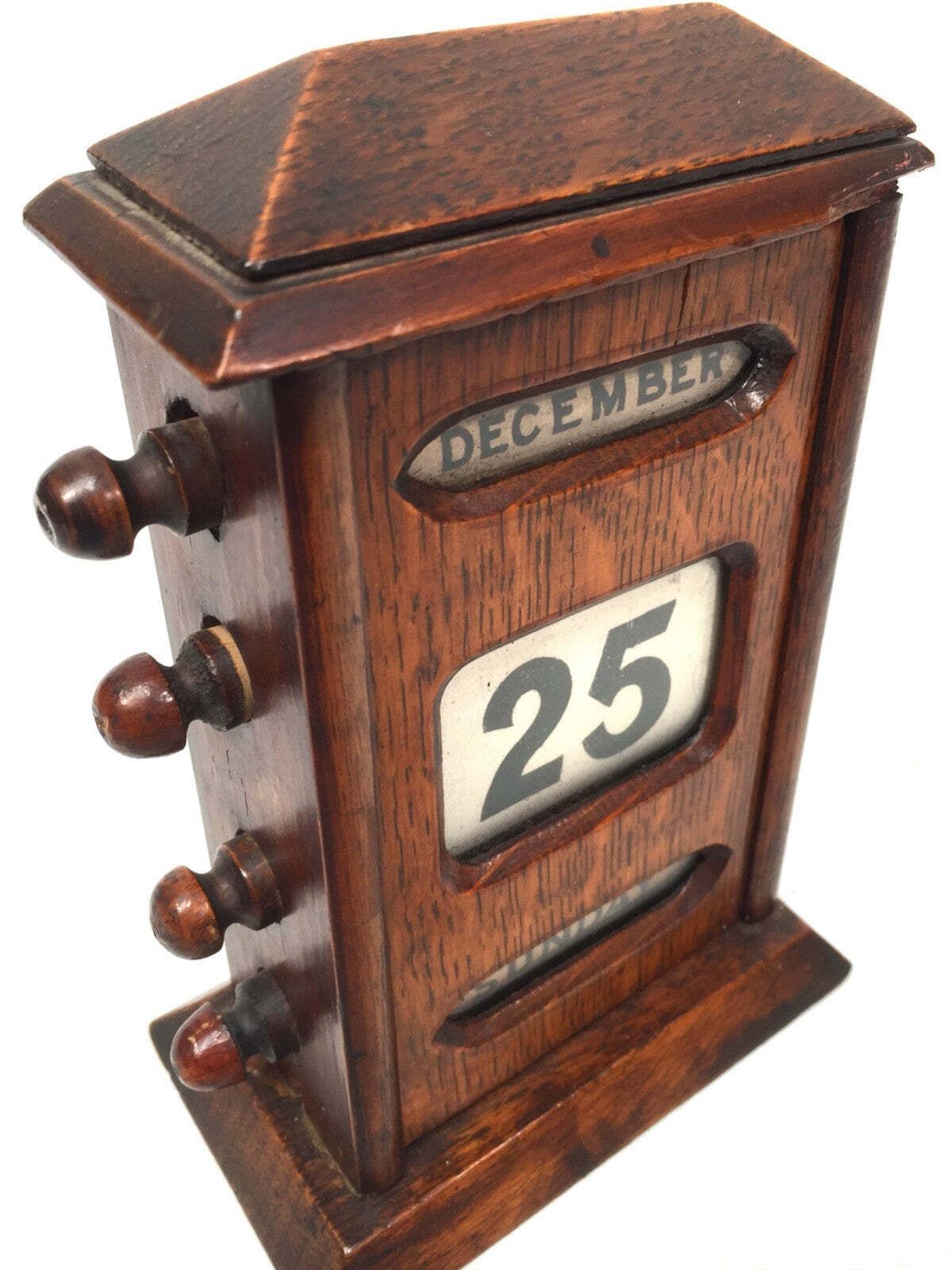 Antique Wooden Office Tabletop Perpetual Desk Calendar / Working C.1930 Art Deco photo furniture