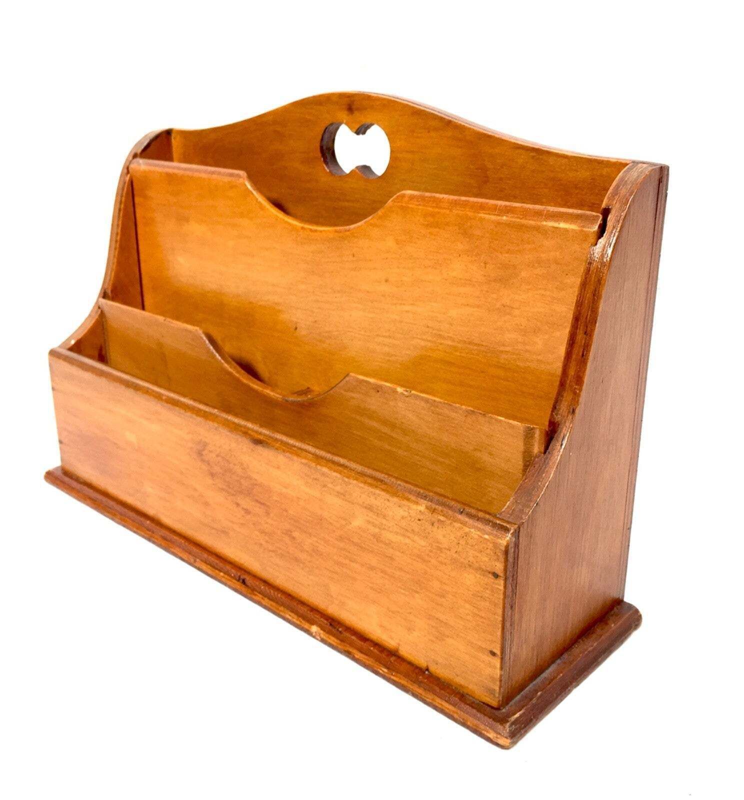 Antique Wooden Desktop Letter Rack / Stationery Holder Mid 20th Century C.1950s