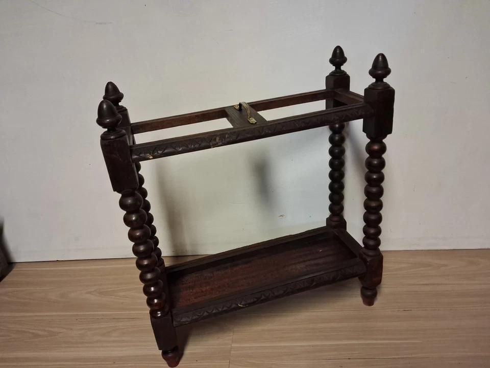 Antique Victorian Barley Twist Stick And Umbrella Stand Holder With Acorn Tops photo furniture