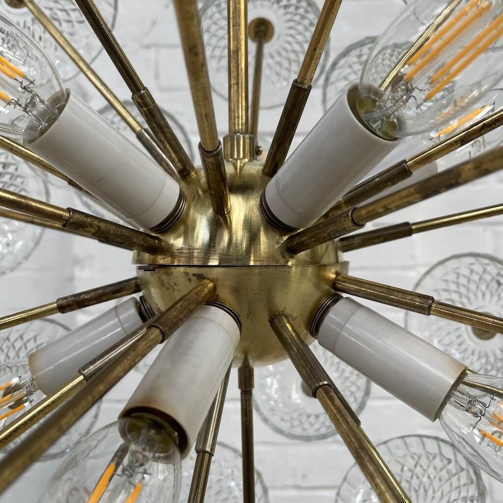 Mid Century Glass Dandelion Chandelier Kamenický šenov 1960s Czechoslovakia photo vinterior