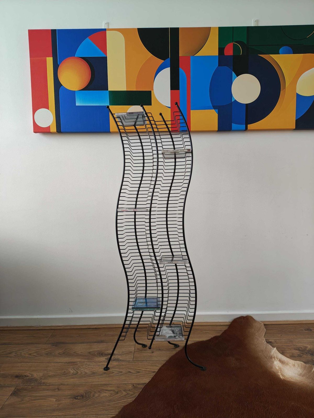 Huge Wavy Wire Cd Tower, Post Modern, Black Metal, Very Tall Holds 120 Cds 1990s Y2k Vintage. photo furniture