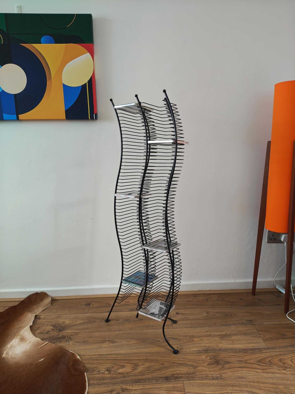 Huge Wavy Wire Cd Tower, Post Modern, Black Metal, Very Tall Holds 120 Cds 1990s Y2k Vintage. photo Furniture