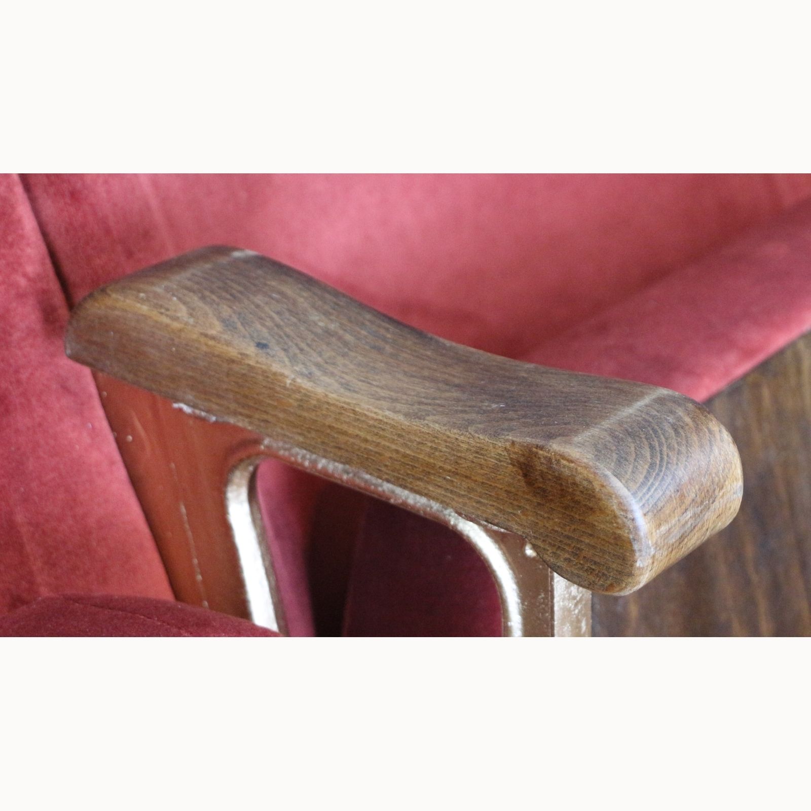 A Pair Of Art Deco C1930s Cinema Theatre Seats Maroon Velvet photo 390.0