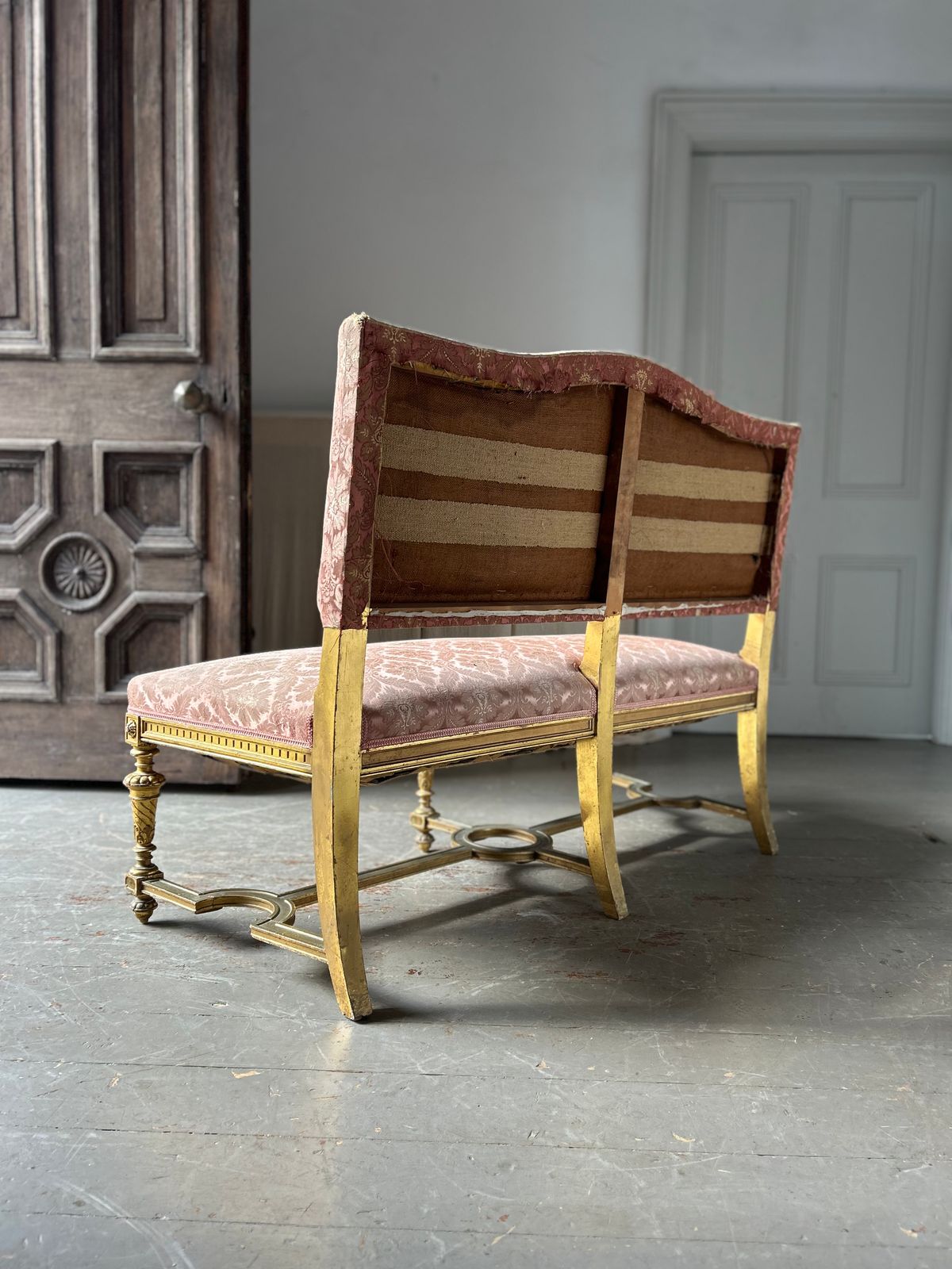19th Century Carved Gilt Wood Hall Bench photo for sale