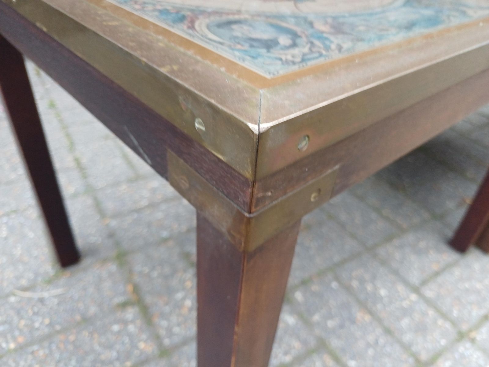Vintage 1980s Teak Brass Glass Nest Of 3 Map Tables Coffee Side Tables World Map Mid Century Style Retro Furniture photo furniture