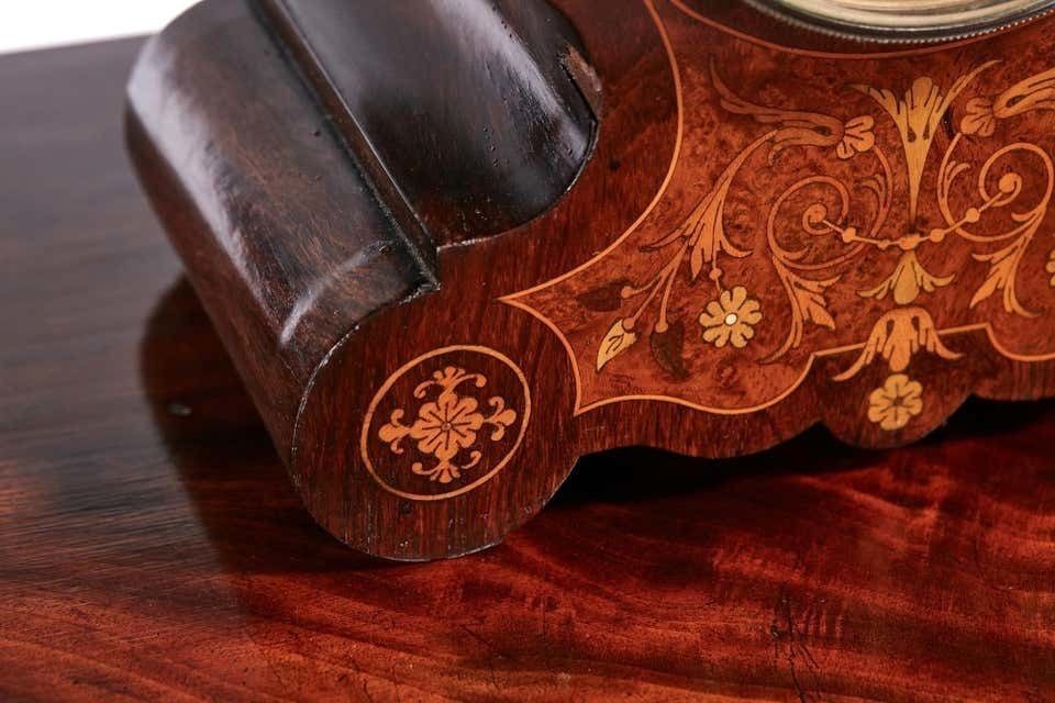 19th Century French Antique Rosewood Marquetry Inlaid 8 Day Mantel Clock photo vinterior