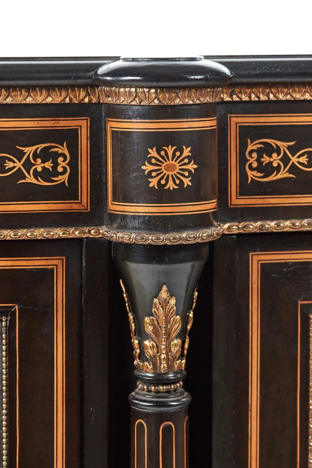 Fine French Antique Ebonised And Amboyna Credenza With Large Sevres Style Plaque photo Furniture