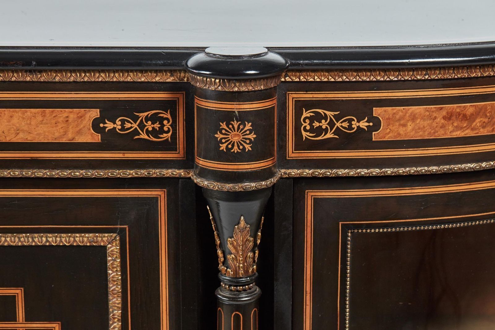 photo furniture Fine French Antique Ebonised And Amboyna Credenza With Large Sevres Style Plaque