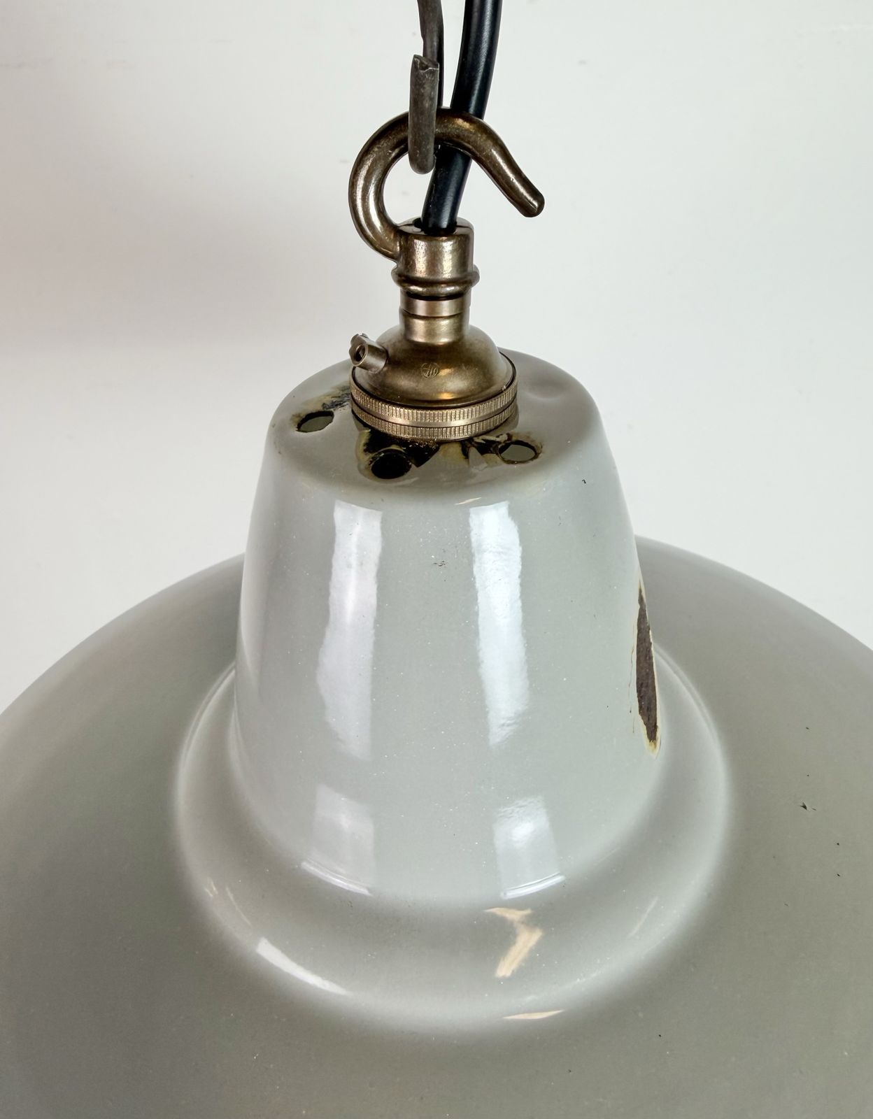 Industrial Grey Enamel Factory Pendant Lamp From Thorlux, 1960s, 6x photo buy