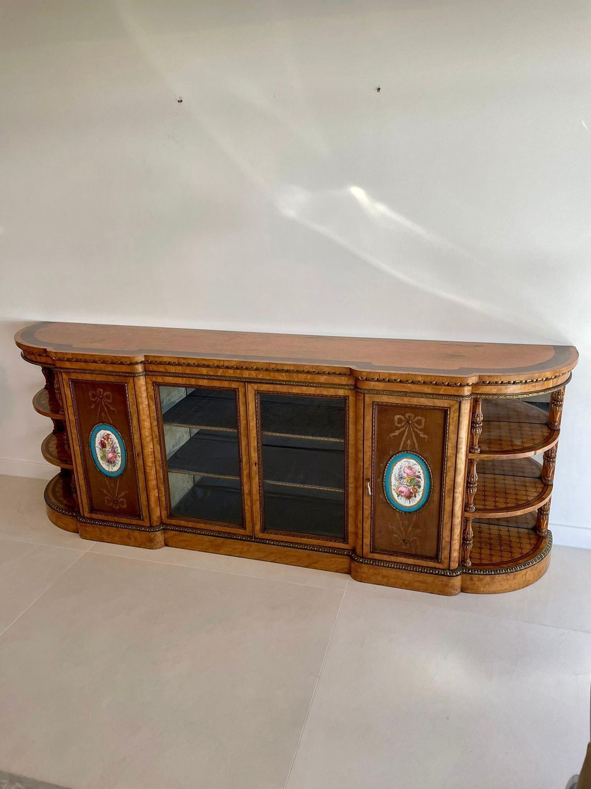 Magnificent Exhibition Quality Large Satinwood Inland & Ormolu Mounted Credenza/Sideboard photo vinterior