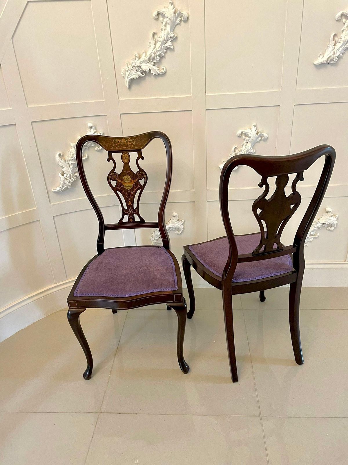 Fine Quality Antique Victorian Set Of Four Marquetry Inlaid Chairs photo Furniture