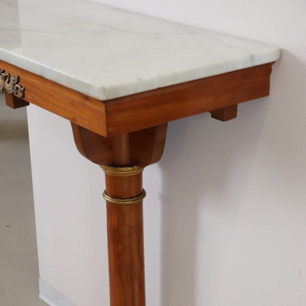 Antique Console Table In Cherrywood With Marble Top, Early 19th Century photo Furniture