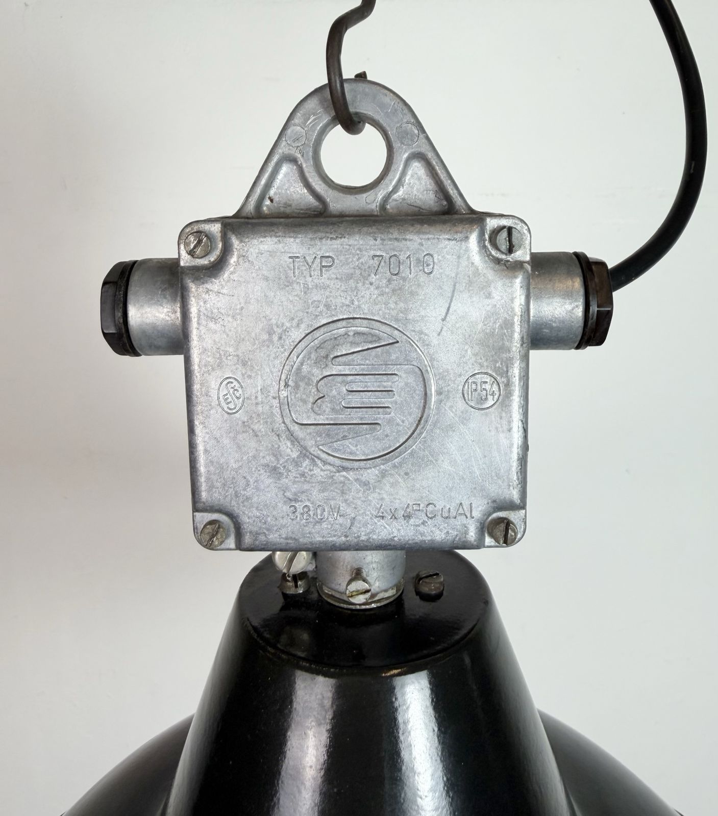 Set Of 4 Industrial Black Enamel Pendant Lamps From Elektrosvit, 1960s, 49x photo buy