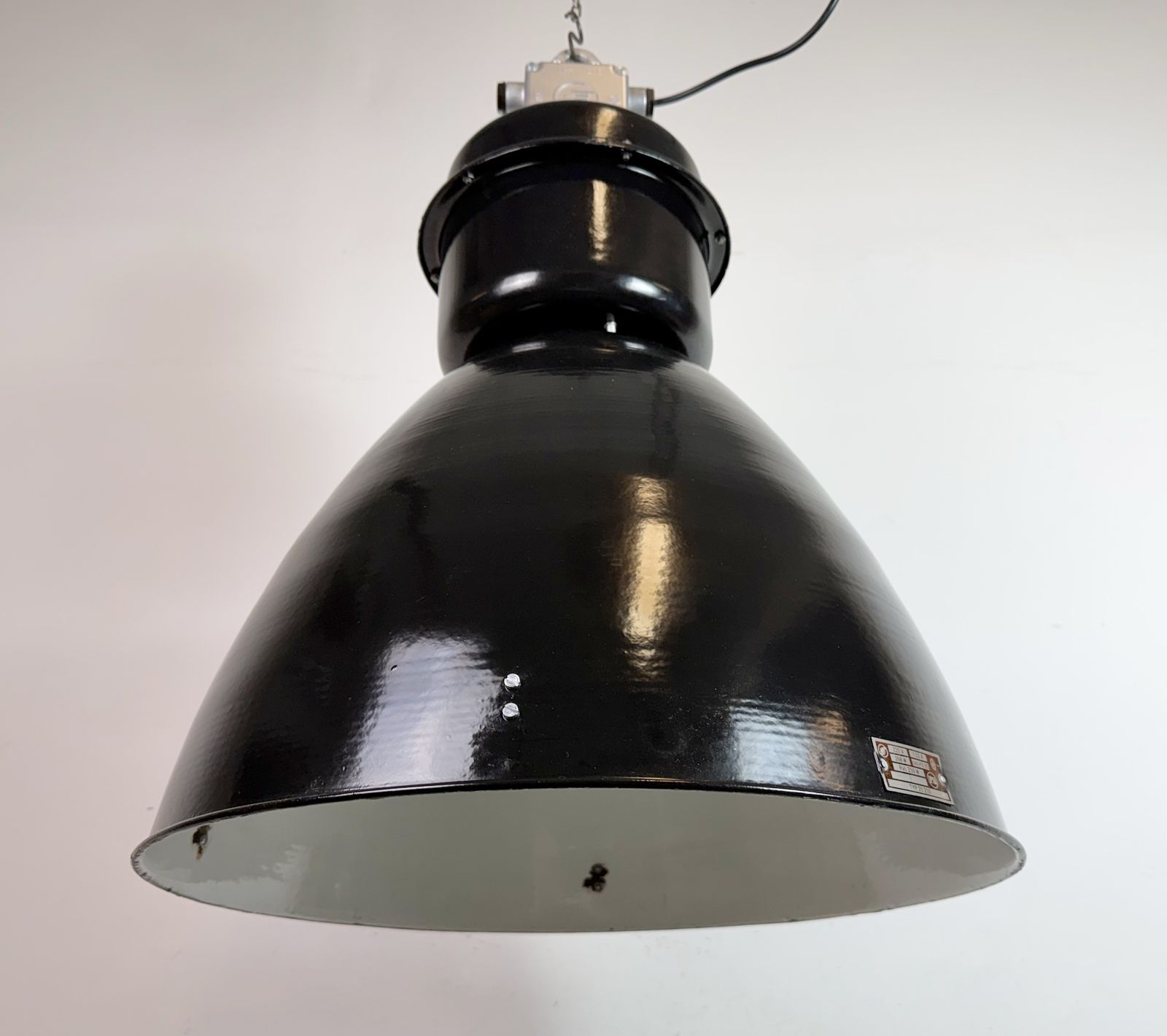 photo furniture Large Black Industrial Factory Pendant Lamp From Elektrosvit, 1960s, 4x