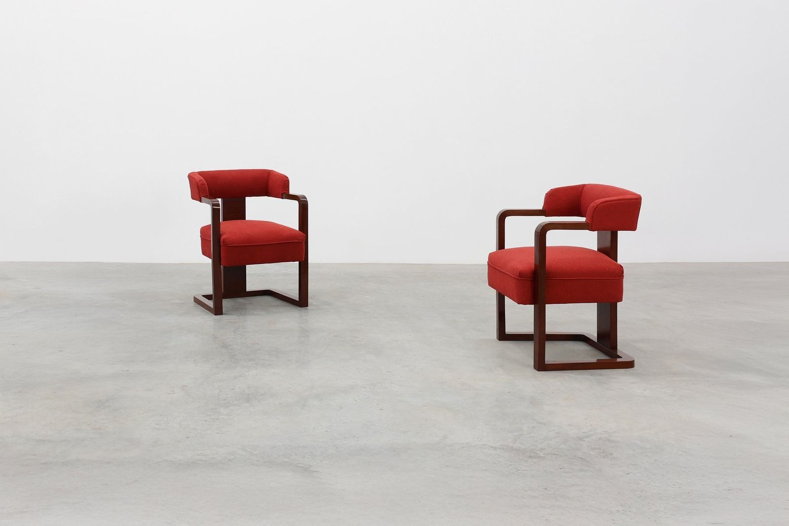 Red Art Deco Chairs, Belgium, 1920, Set Of 2 photo for sale