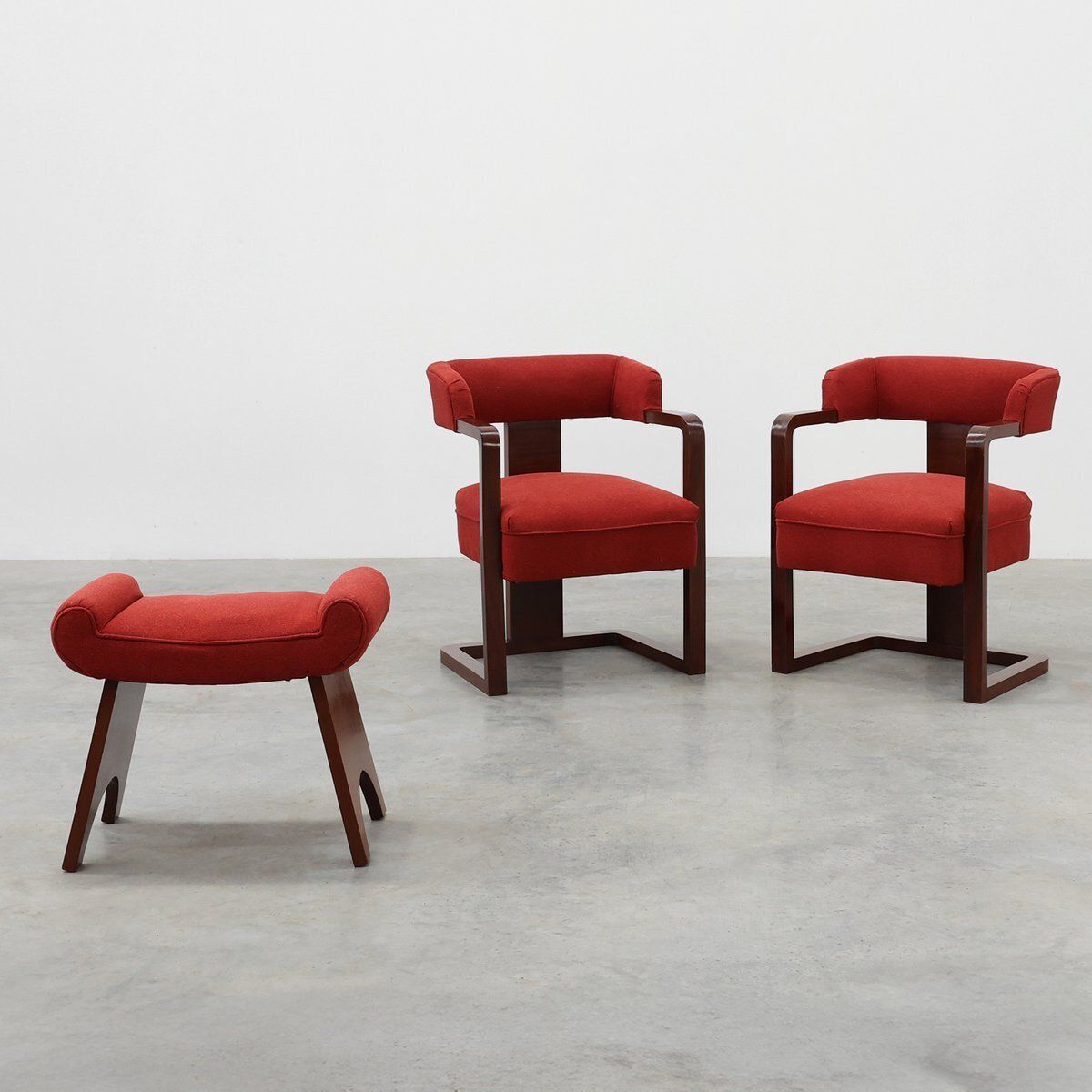 Art Deco Chairs And Ottoman, Belgium, 1920, Set Of 3 photo furniture