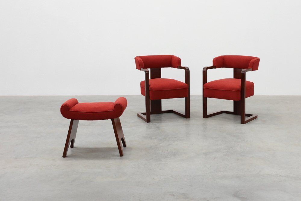 photo vinterior Art Deco Red Chair, Belgium, 1920